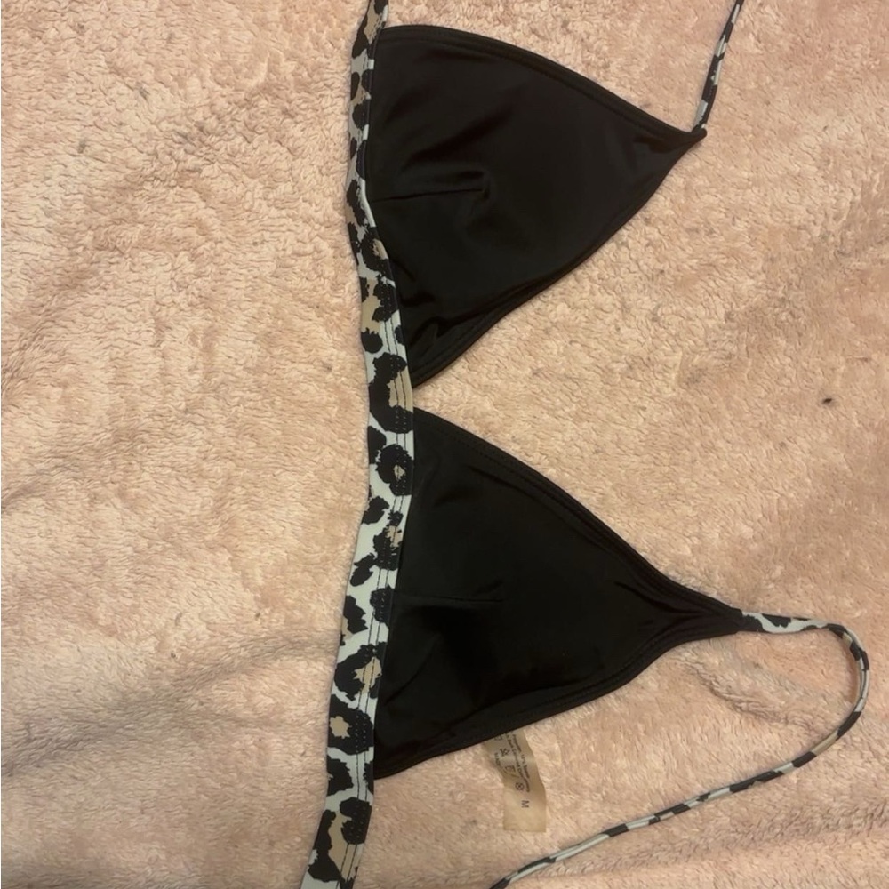 Black and leopard print swimsuit top